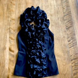 Blue Studio black ruffled  halter top